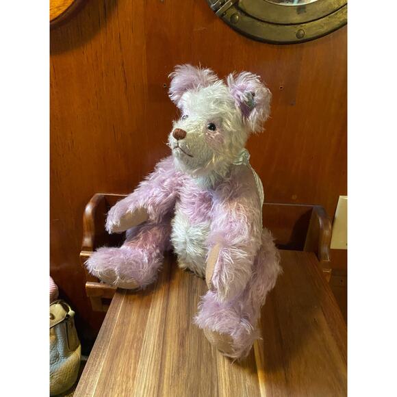 Annette Funicello Mohair Teddy Bear Panda Lila Pastel BluePurple Jointed 18" 90s - Picture 6 of 6